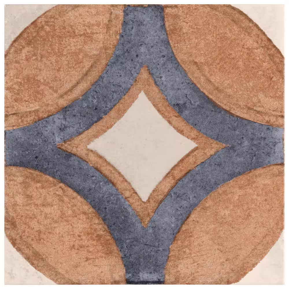 Angela Harris Sicilia Circles Cotta 7.87 In. X 7.87 In. Matte Porcelain Floor an