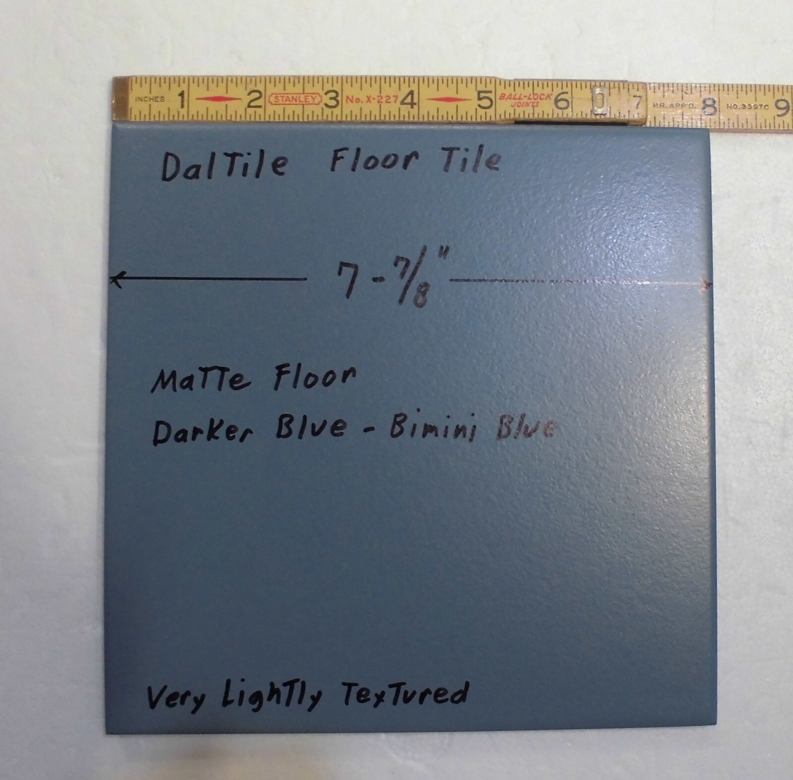 1 pc. Matte Darker Blue: 8″ Daltile Ceramic Floor Tile: Lightly Textured, NEW