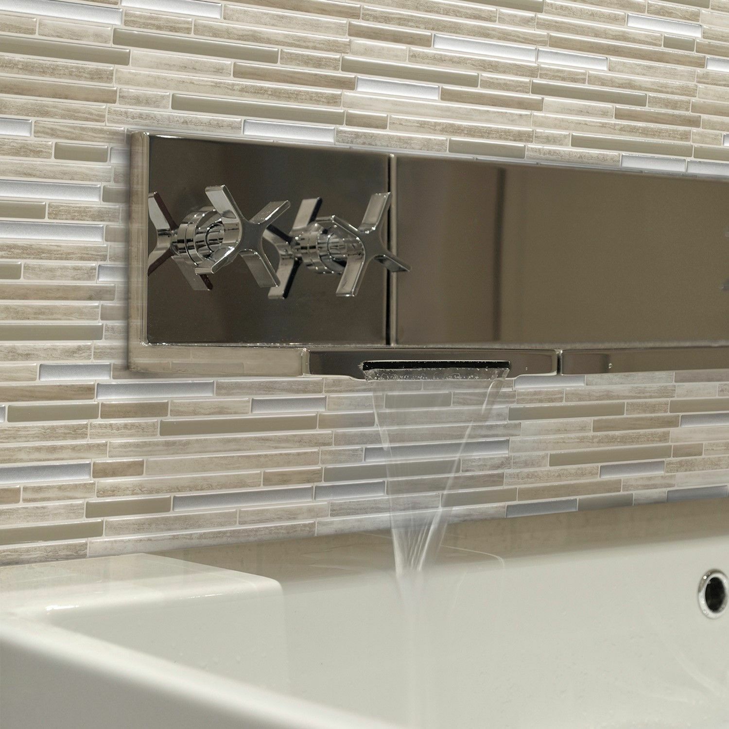 SMART TILES (Capri Taupe SM1069-6) 9.88″ x 9.70″ (6 sheets) Peel & Stick Mosaic