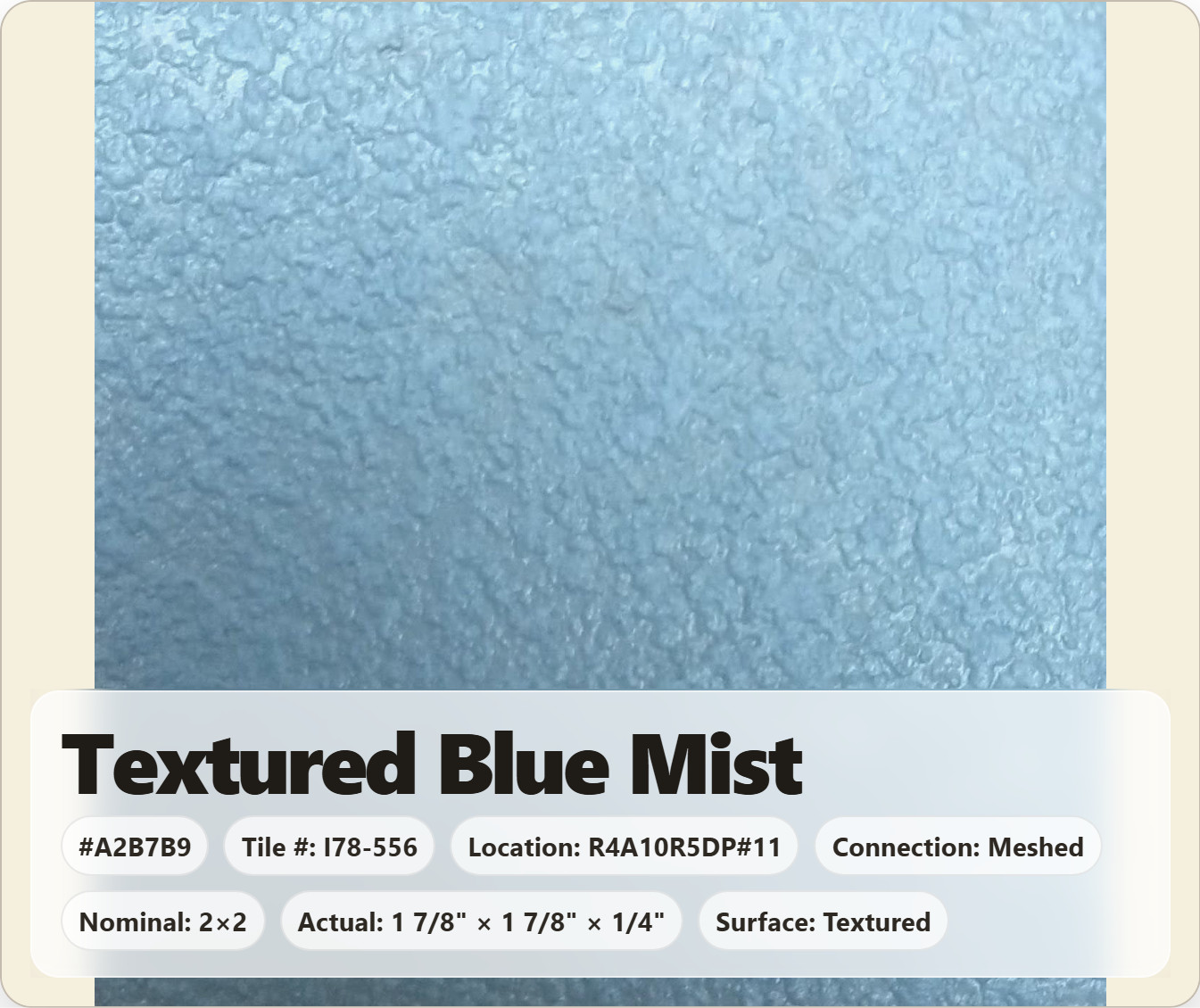 2×2 Tile Textured Blue Mist Meshed Wall Remodel Ceramic C#I78-556 Sample