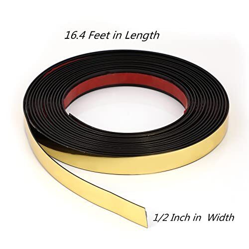Gold Metallic Wall Molding Peel and Stick Trim for Wall Mirror Frame, 1/2″x16.4′