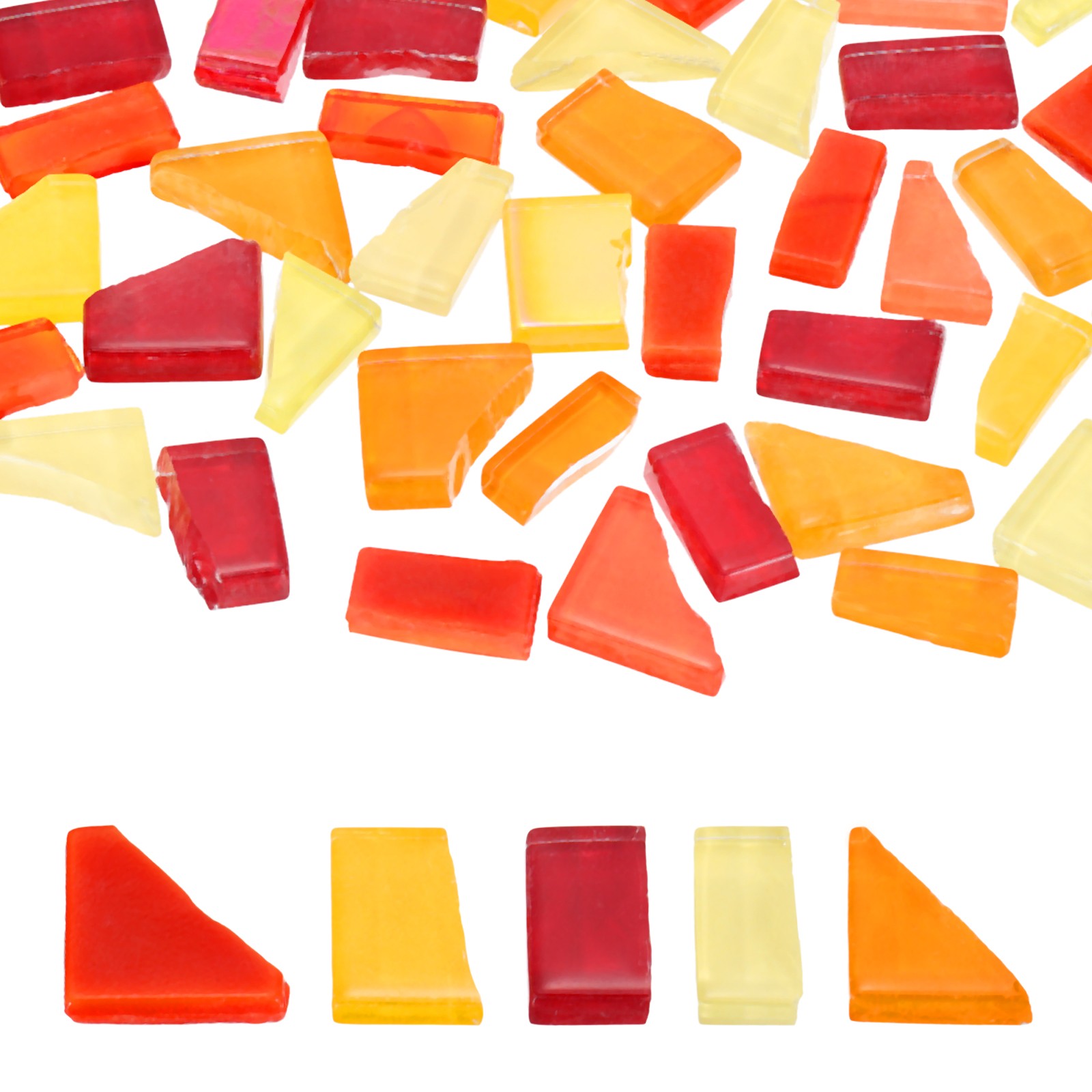 Irregular Glass Mosaic Tiles 200G/0.4LB Stained Glass Sheets Orange Series