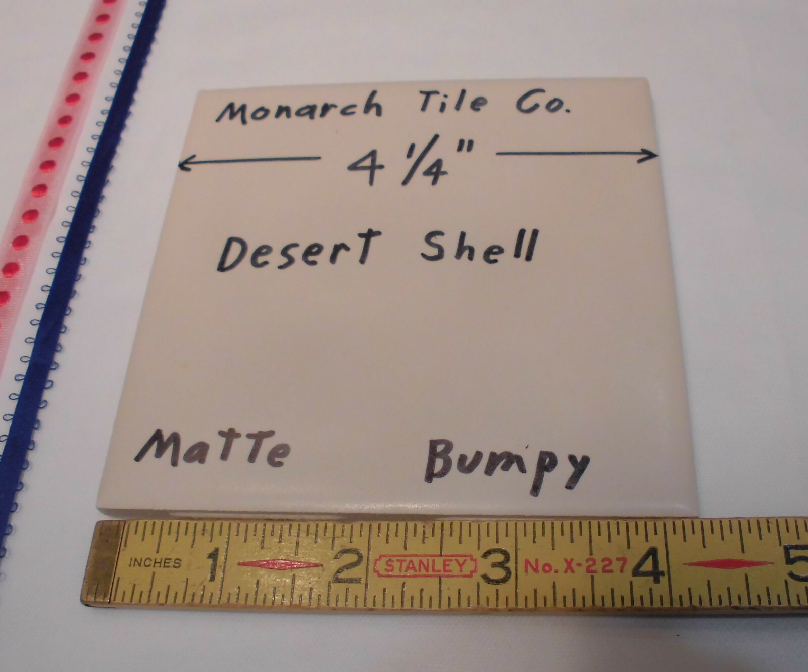 1 pc. Desert Shell- Off White 4-1/4″ Bumpy Matte Ceramic Tile by Monarch Tile Co