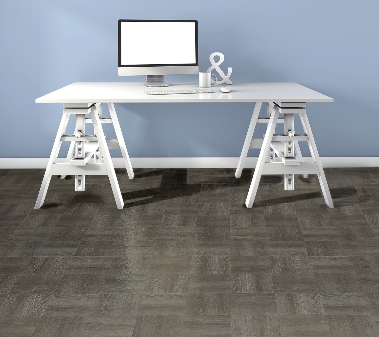 Charcoal Grey 12×12 Inch Peel and Stick Wood Look Vinyl Tiles 45 Tiles