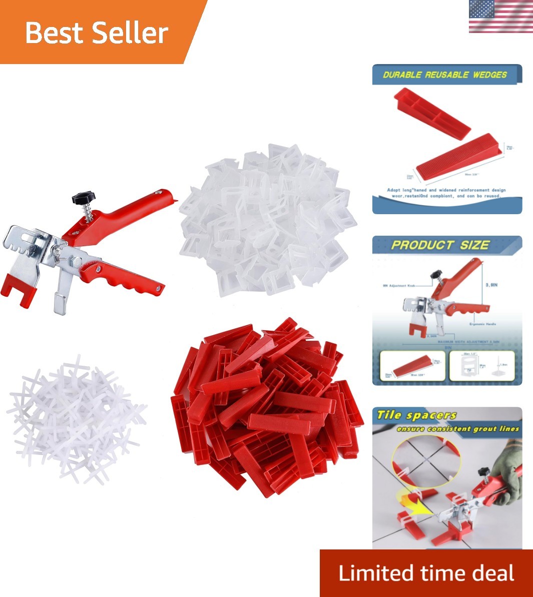 Tile Leveling System-500 pcs 1/8inch Tile Spacers + 150 pcs Tile Wedges + 1 p…