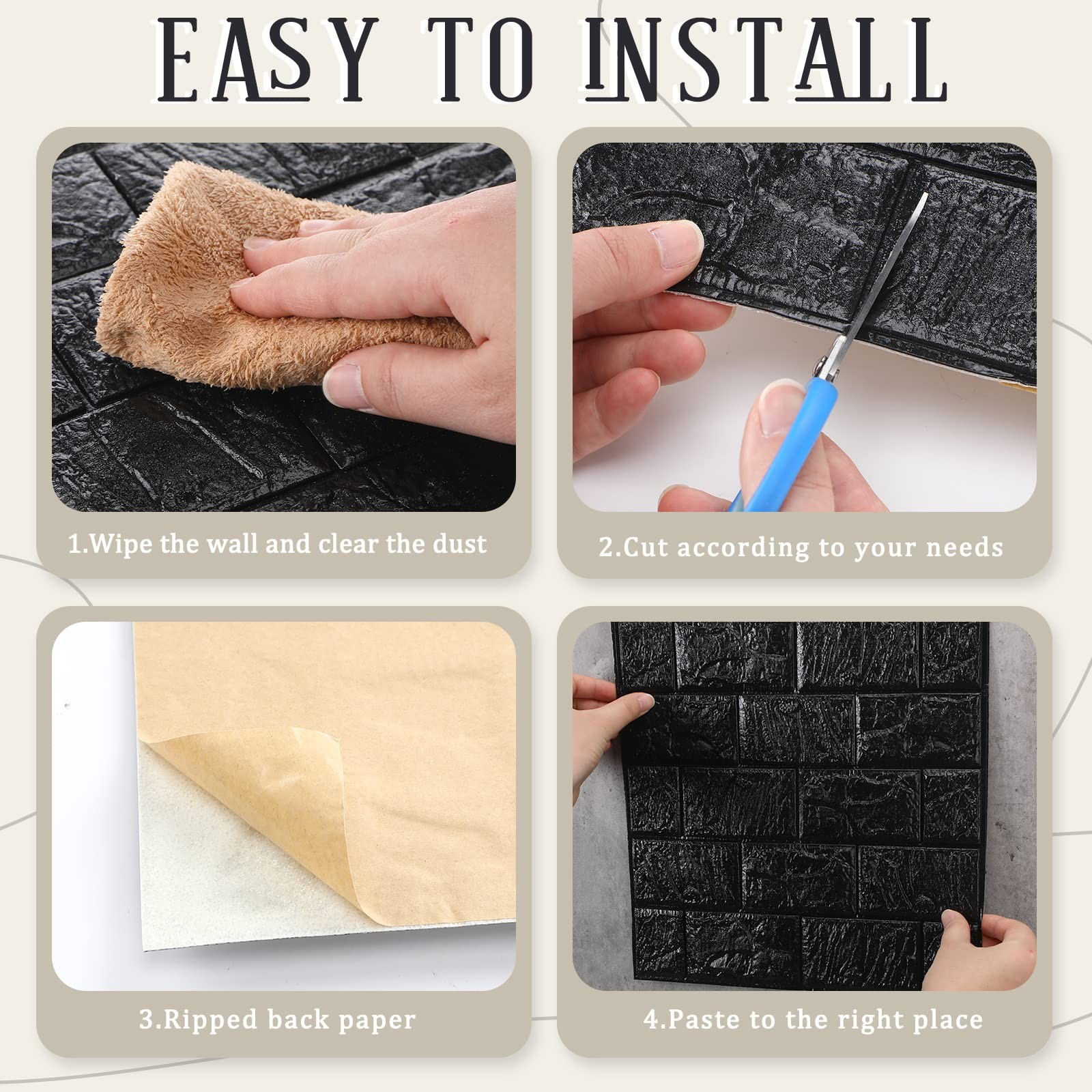 30 Pcs 28.8-48.4 Sq ft 3D Wall Panels Peel and Stick Foam Brick Wallpaper Pri…