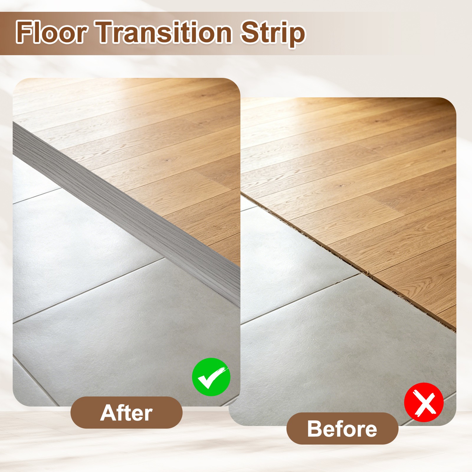 Floor Transition Strip (1.97″/ x 11.5ft) PVC Floor Strips Red Oak