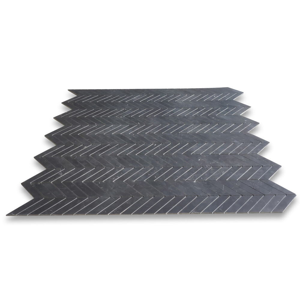 N7CXH Nero Marquina Black Marble 1×4 Chevron Mosaic Tile Honed Wall Flooring