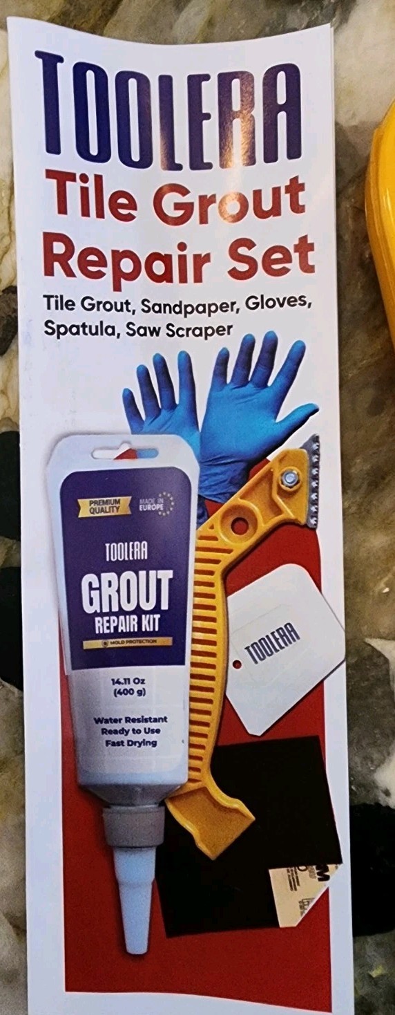 Toolera Tile Grout Repair Kit Dark Grey 14.11oz Set w/ Tools – New