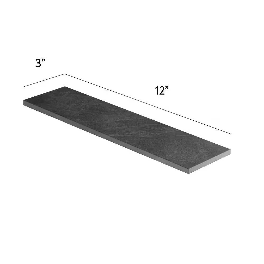 Slate Black Matte 3 In. X 12 In. Stone Look Porcelain Floor and Wall Tile (3.39