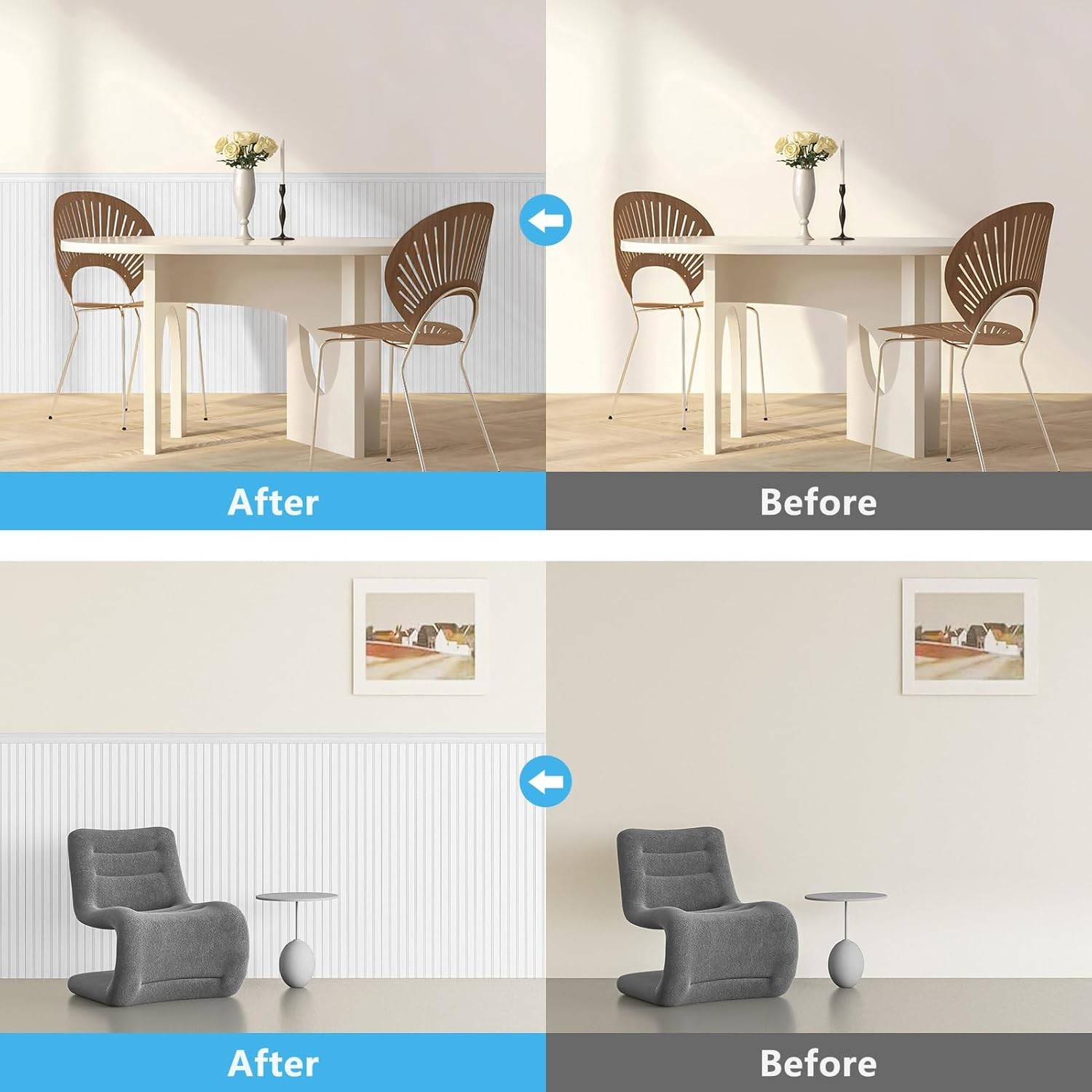 Wainscoting Wall Panel Kit 37.8″ Tall Beadboard Panels Walls Polystyrene Board &
