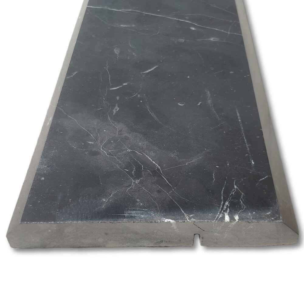 N0AP Nero Marquina Black Marble 6×36 Saddle Threshold Beveled Tile Polished