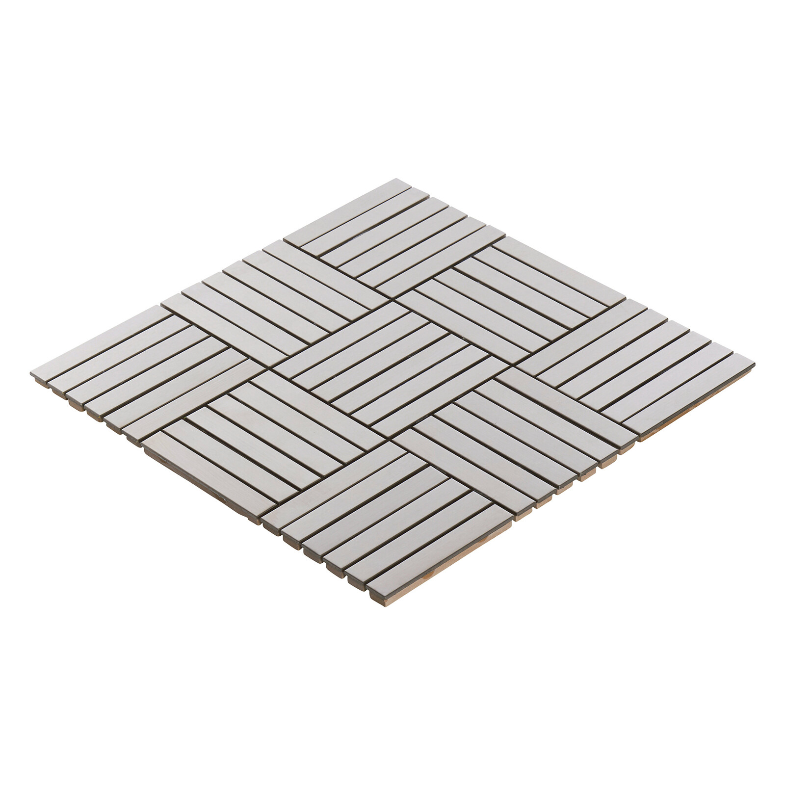 Brushed Nickel Stainless Steel Metallic Parquet Mosaic Tile Kitchen Backsplash