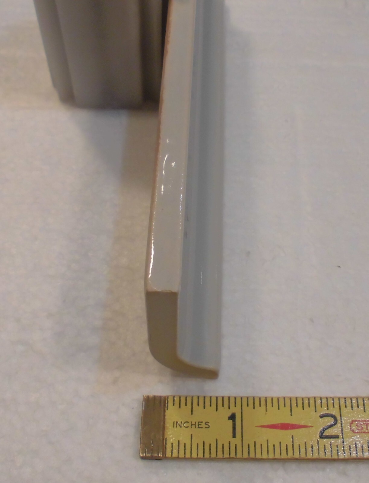 1 pc. Pearl Gray: 2” X 6-1/8” Glossy Ceramic Cove Base Tile, Flat Top, NOS