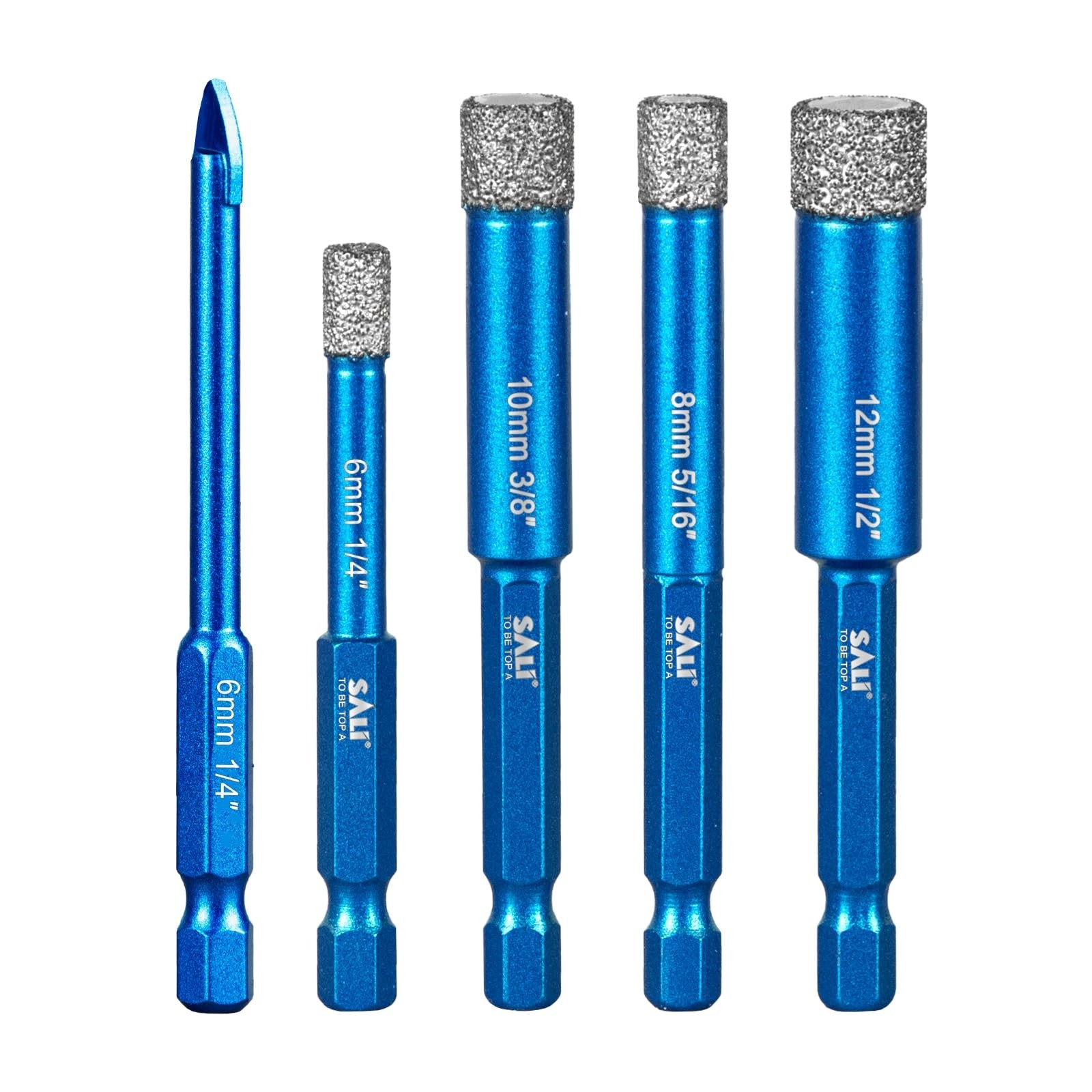 SALI Diamond Core Drill Bits Set 5pcs Tile Hole Saws Vacuum Brazed Hole Saw w…