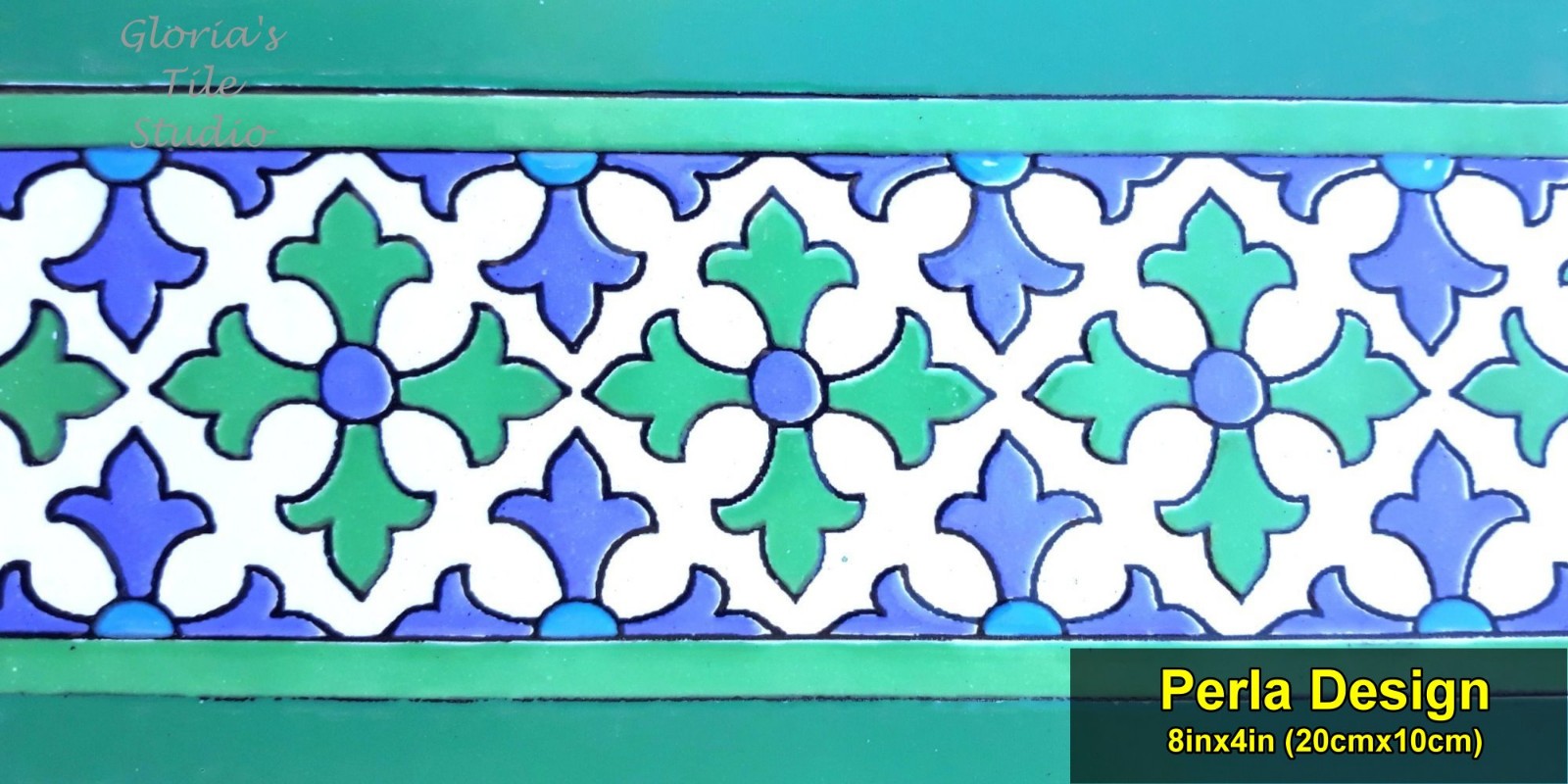 Decorative Border Tiles, High End Design, Hand Painted, One of a Kind (8inx4in)