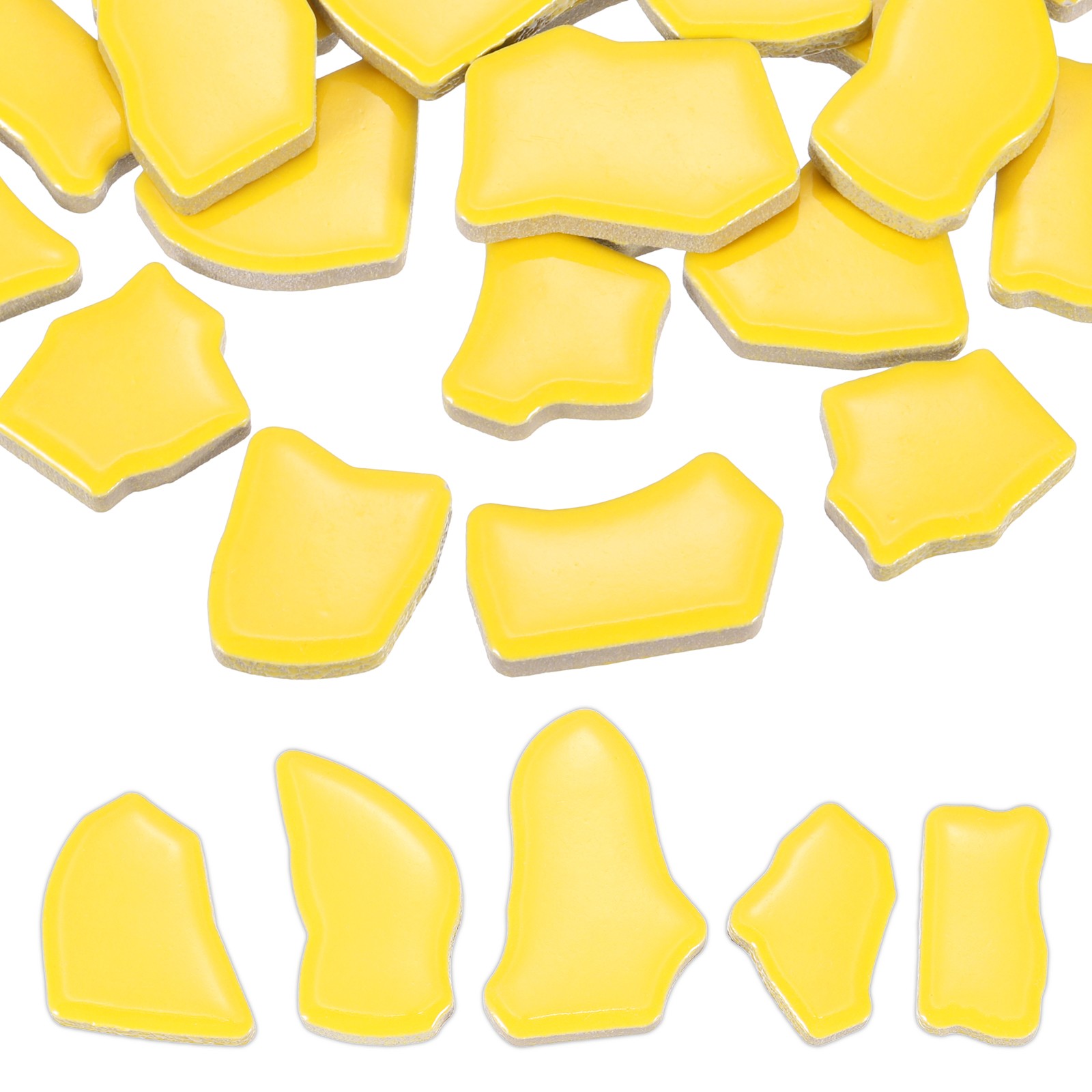 500g/1.1LB Irregular Ceramics Mosaic Tiles, 0.79″-1.57″ Mosaic Tile, Yellow