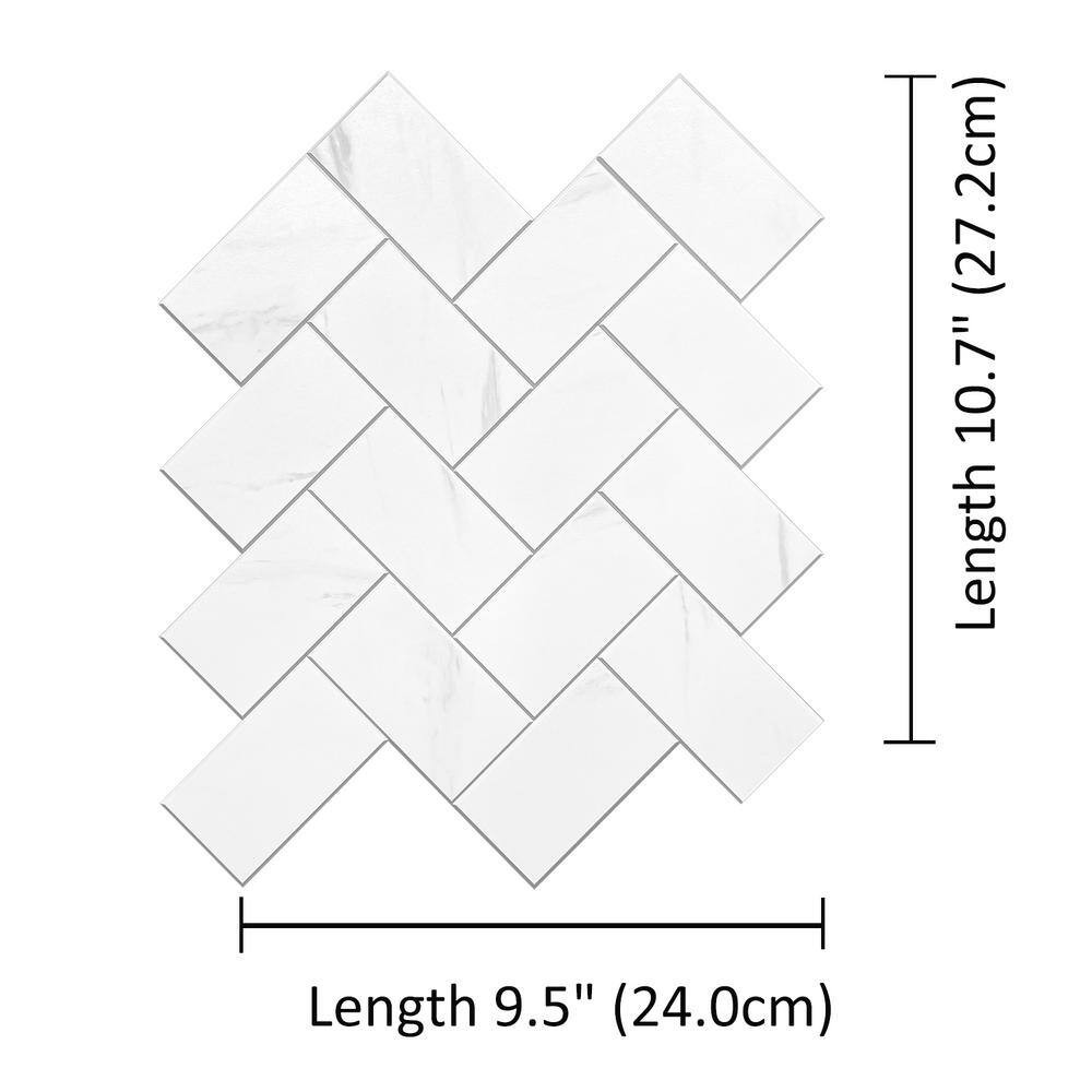 Marble 9.50 In. X 10.70 In. SPC Peel and Stick Backsplash Tile (0.7 Sq. Ft./Pack