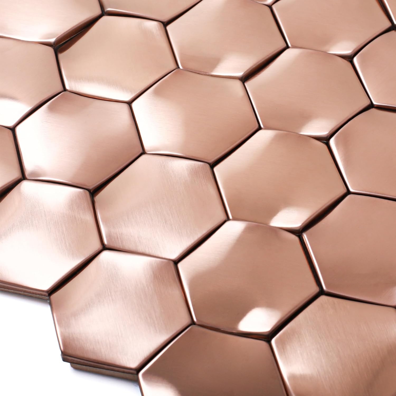 Copper Hexagon 3D Wall Panels – 5 Mosaic Tiles for Stunning Bathroom Backsplash