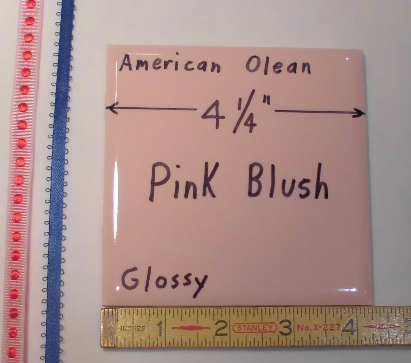 1 pc. Vintage *Pink Blush* Glossy Ceramic Tile #23 by American Olean 4-1/4″ New