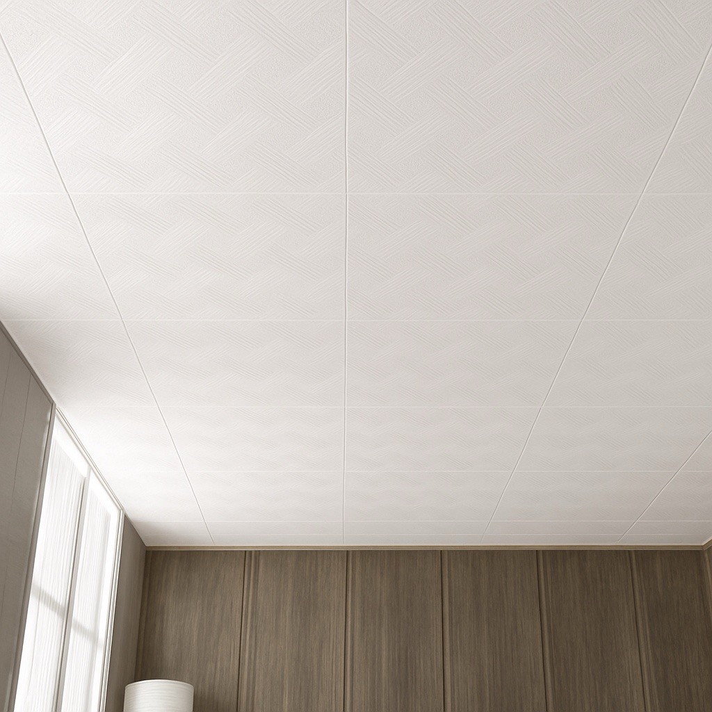 12Pack 2×2 Ft White Drop-In PVC Ceiling Tiles – Waterproof, Acoustic, Fireproof
