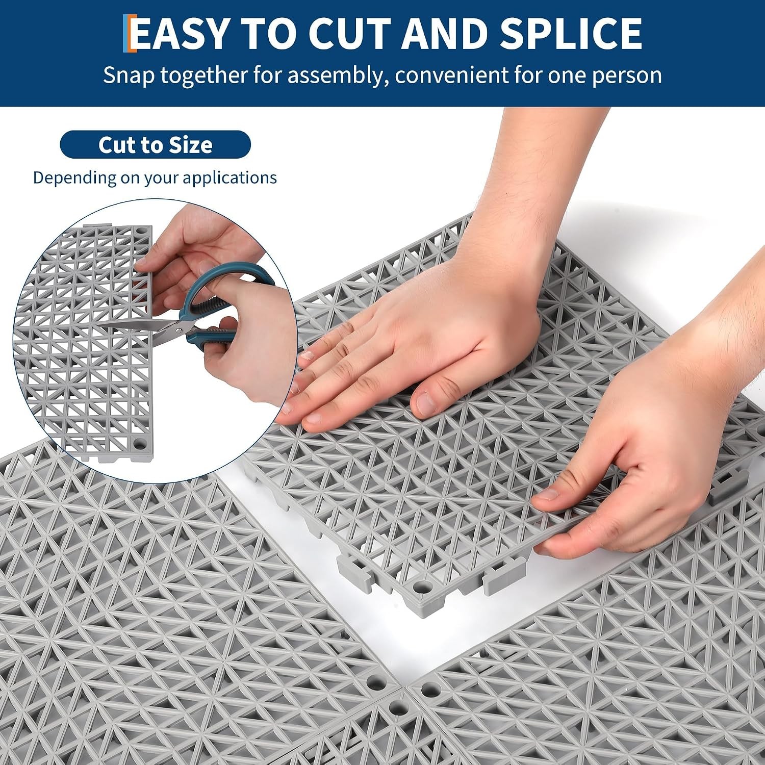 Set of 50 Interlocking Garage Floor Tiles 12×12 in Drainage Modular Deck Tile