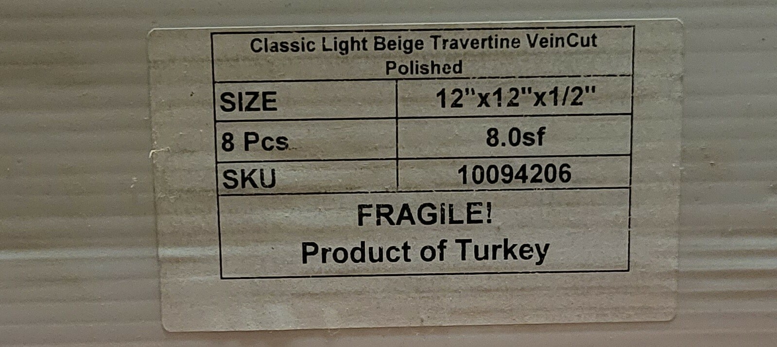 Polished 12x12x1/2″ Marble Tile: Classic Light Beige Travertine VeinCut