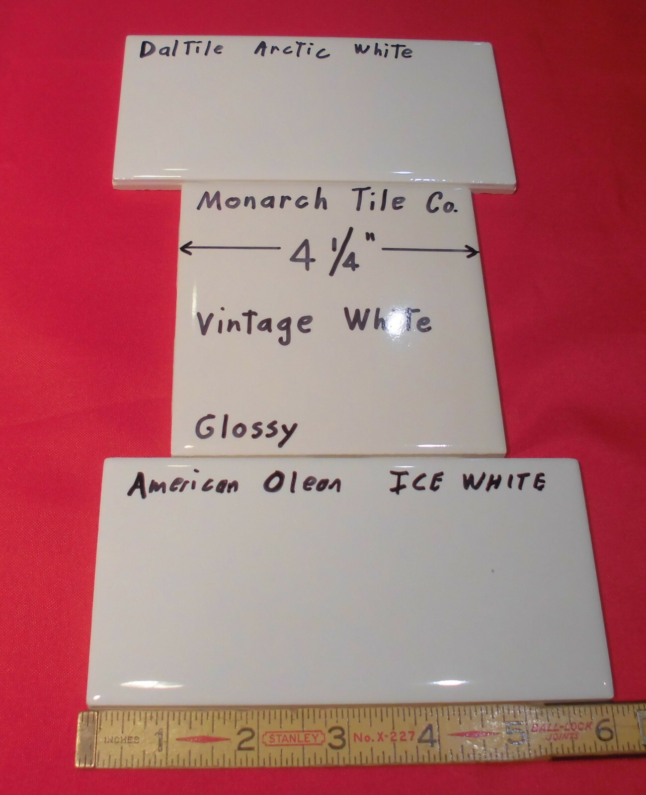 1 pc. Off-White Creamy 4-1/4″ Glossy Ceramic Tile by Monarch Tile Co. USA New