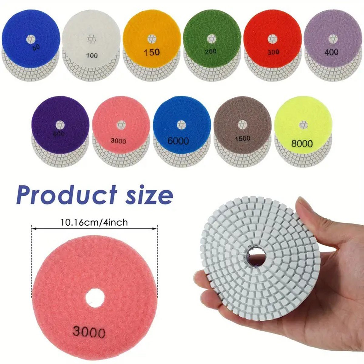 DiamondHead Premium Polishing Pad Stone 4″ Final Buff Black Standard Wet 4K RPM