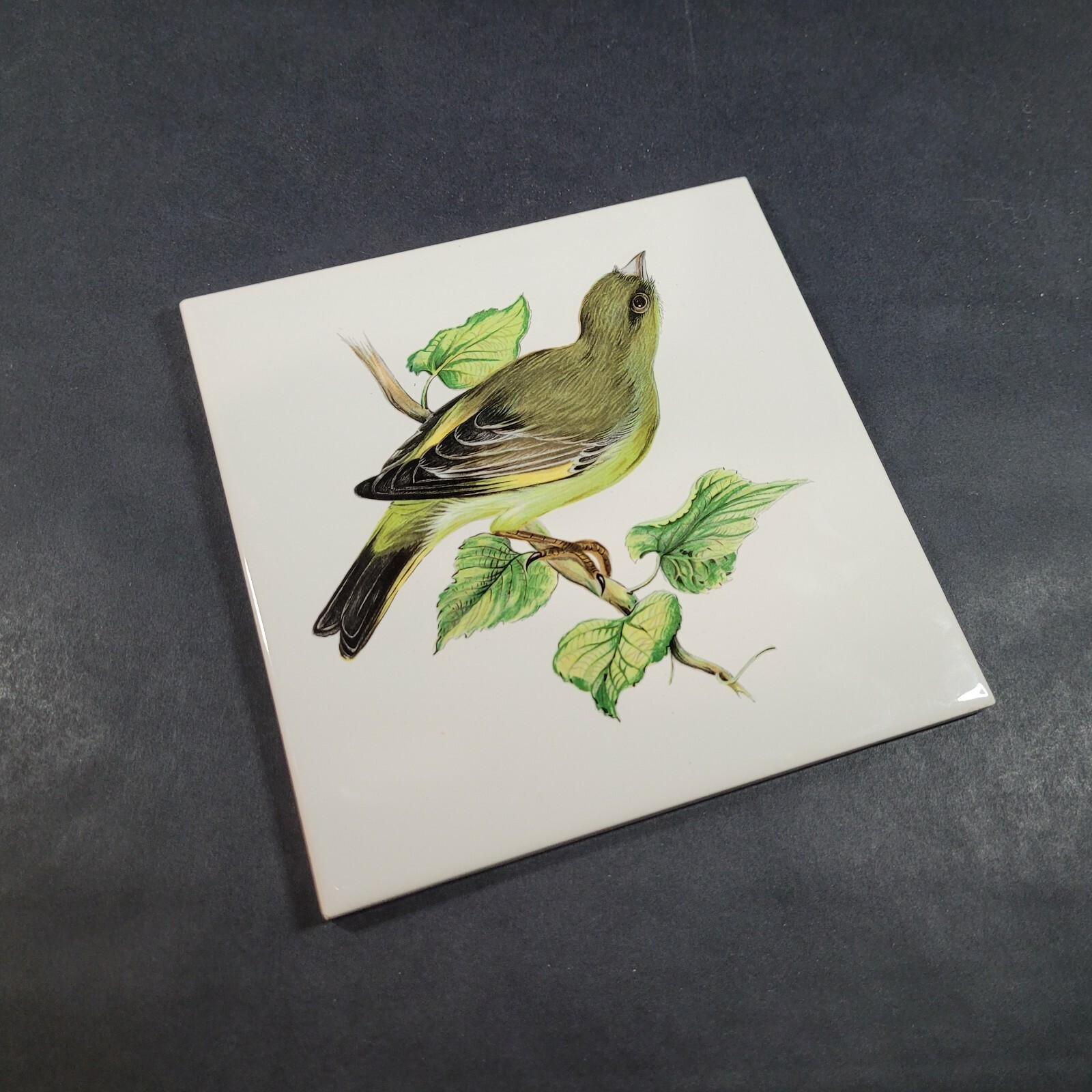 Mettlach Bird Ceramic Tile Made in Germany Saar Green 6×6