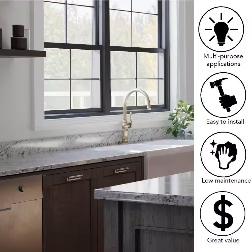 8 Ft. Straight Laminate Countertop All-Inclusive Kit in Textured White Ice Grani