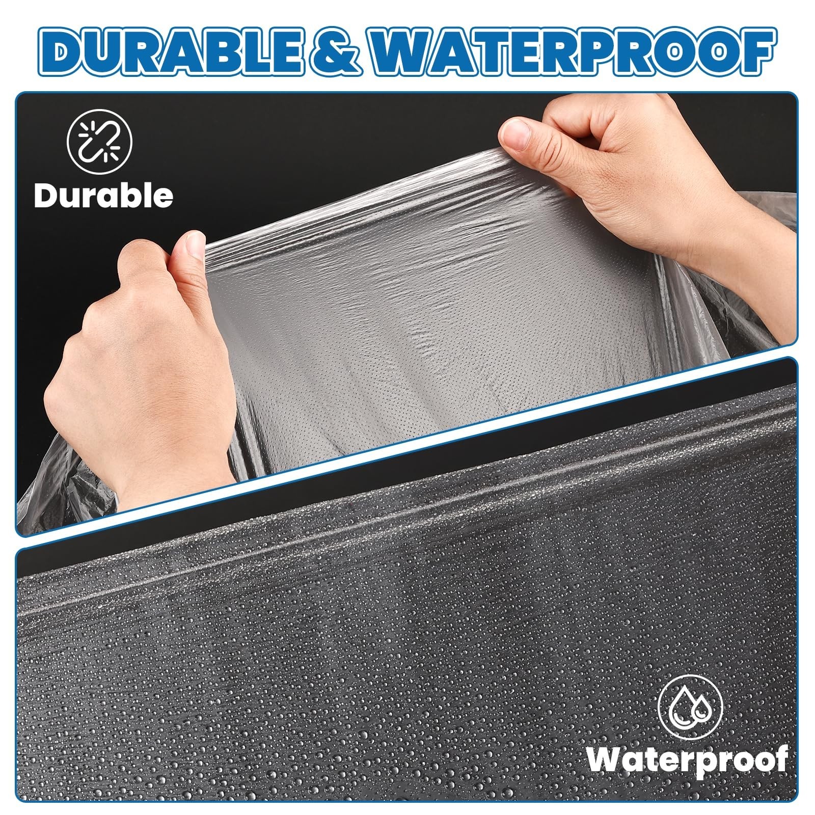 8 Pack Plastic Drop Cloth, 9 x 12 Feet Plastic Sheeting, Painter’s Sheeting &…