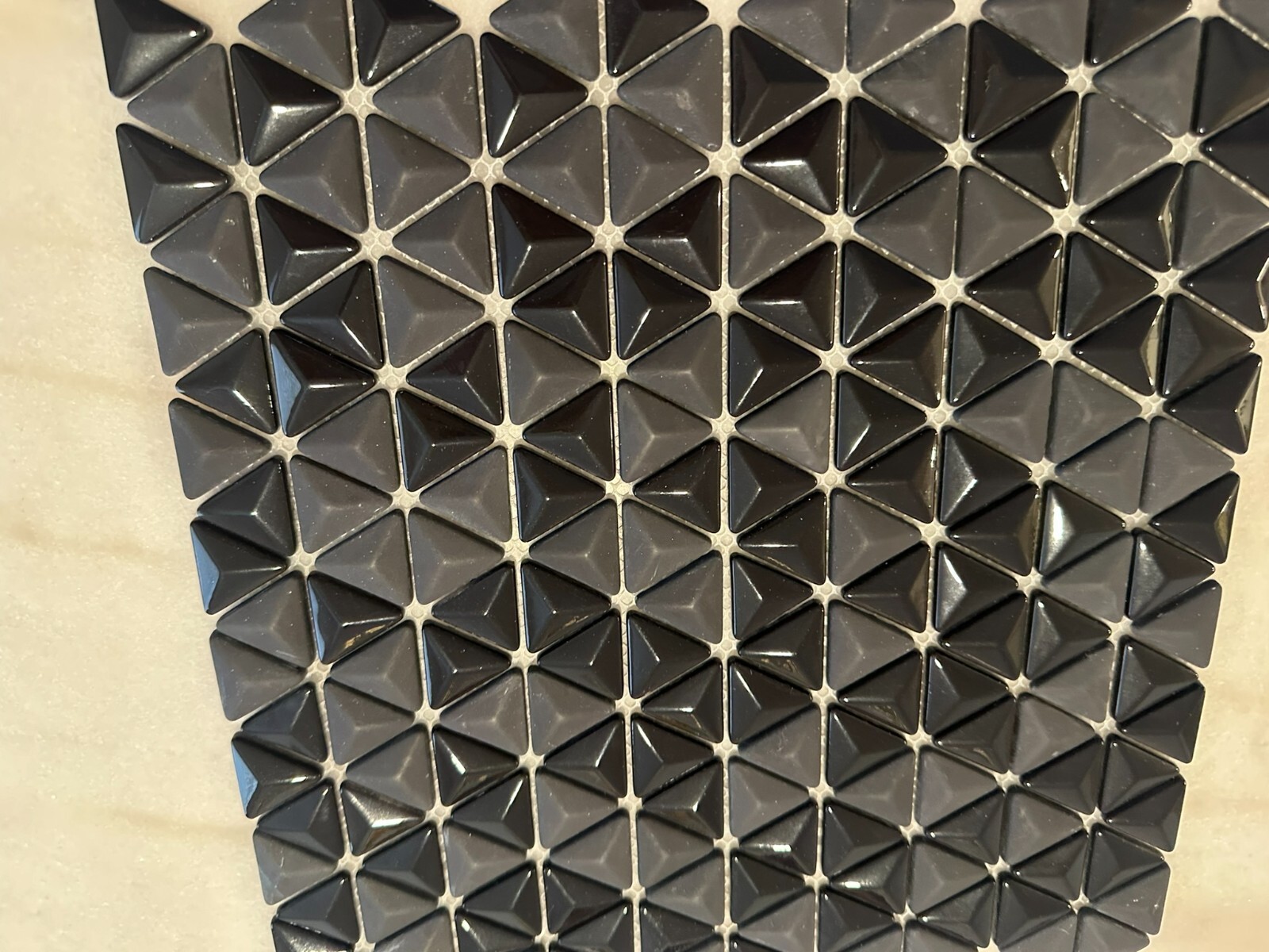 Black Triangle Matte and Glossy Mixed Mosaic Glass