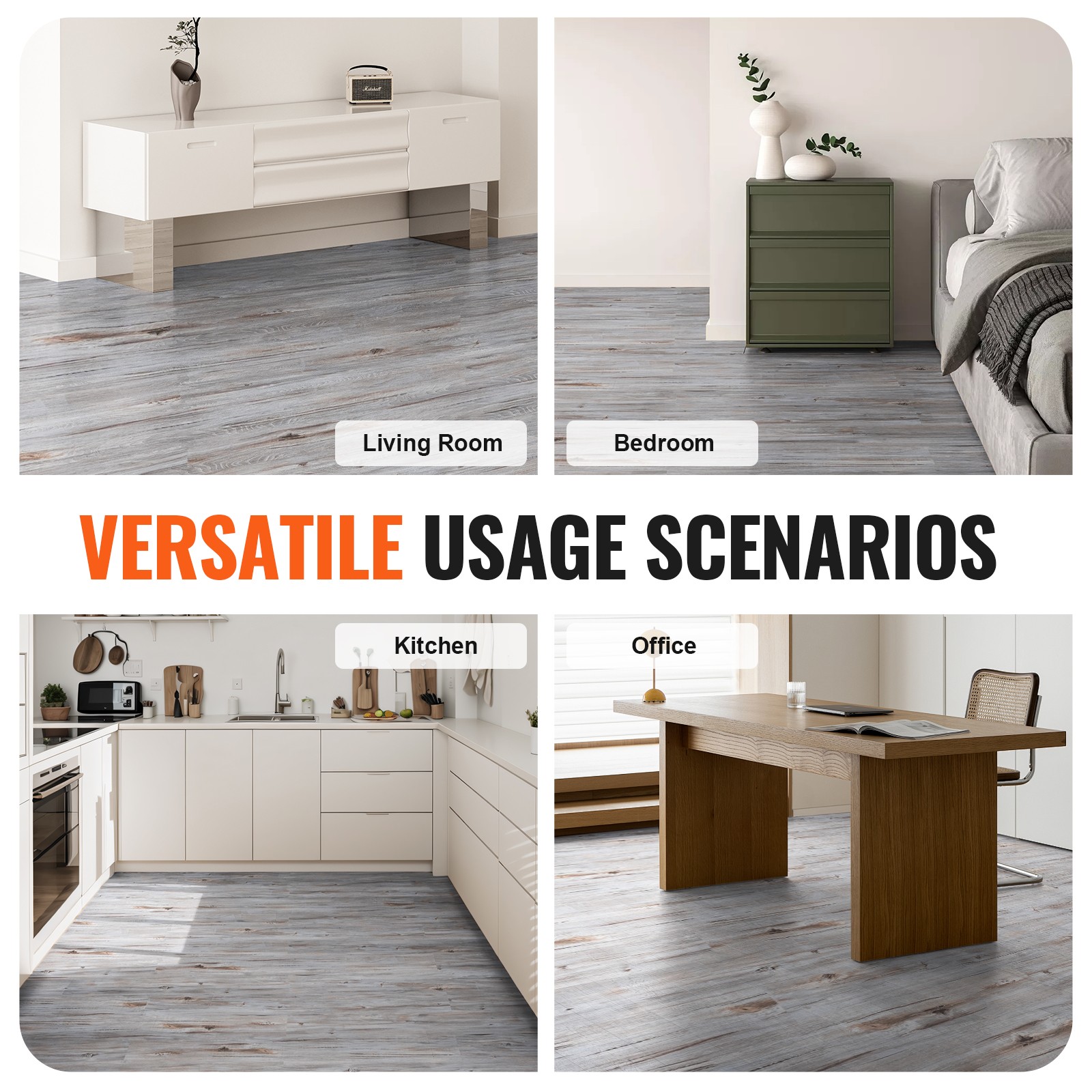 Uimoso 36 PCS 54sq.ft Self-Adhesive PVC Vinyl Floor Plank Wood Tiles Peel Stick