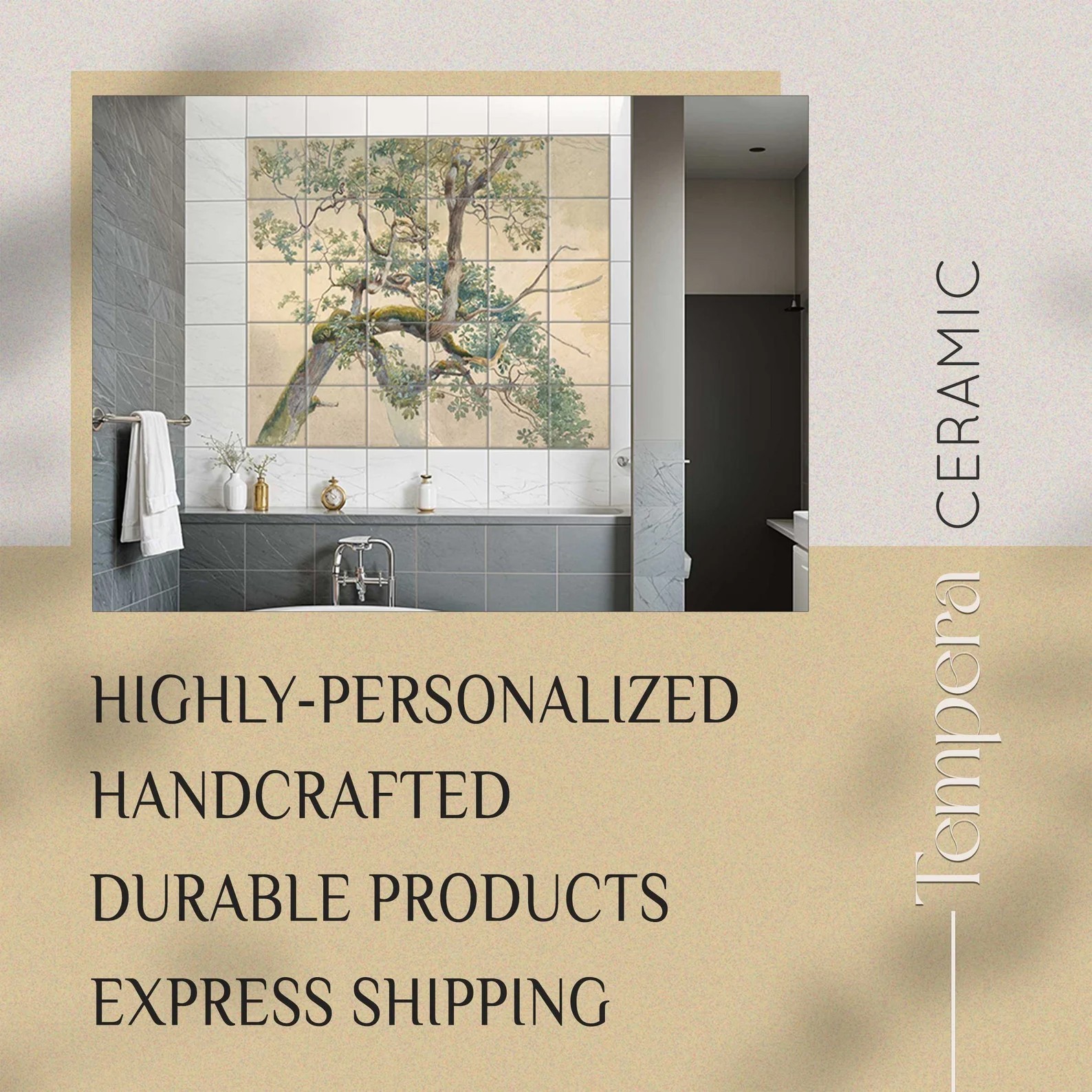 Tiles Mural Bathroom decor, Tree Branches by Charles Reginald Aston tiles