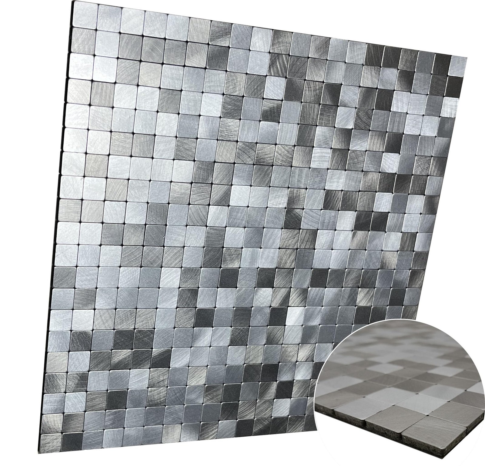 XUANINY 10-Sheet Peel and Stick Backsplash Tiles Black Surface Aluminum Mosai…