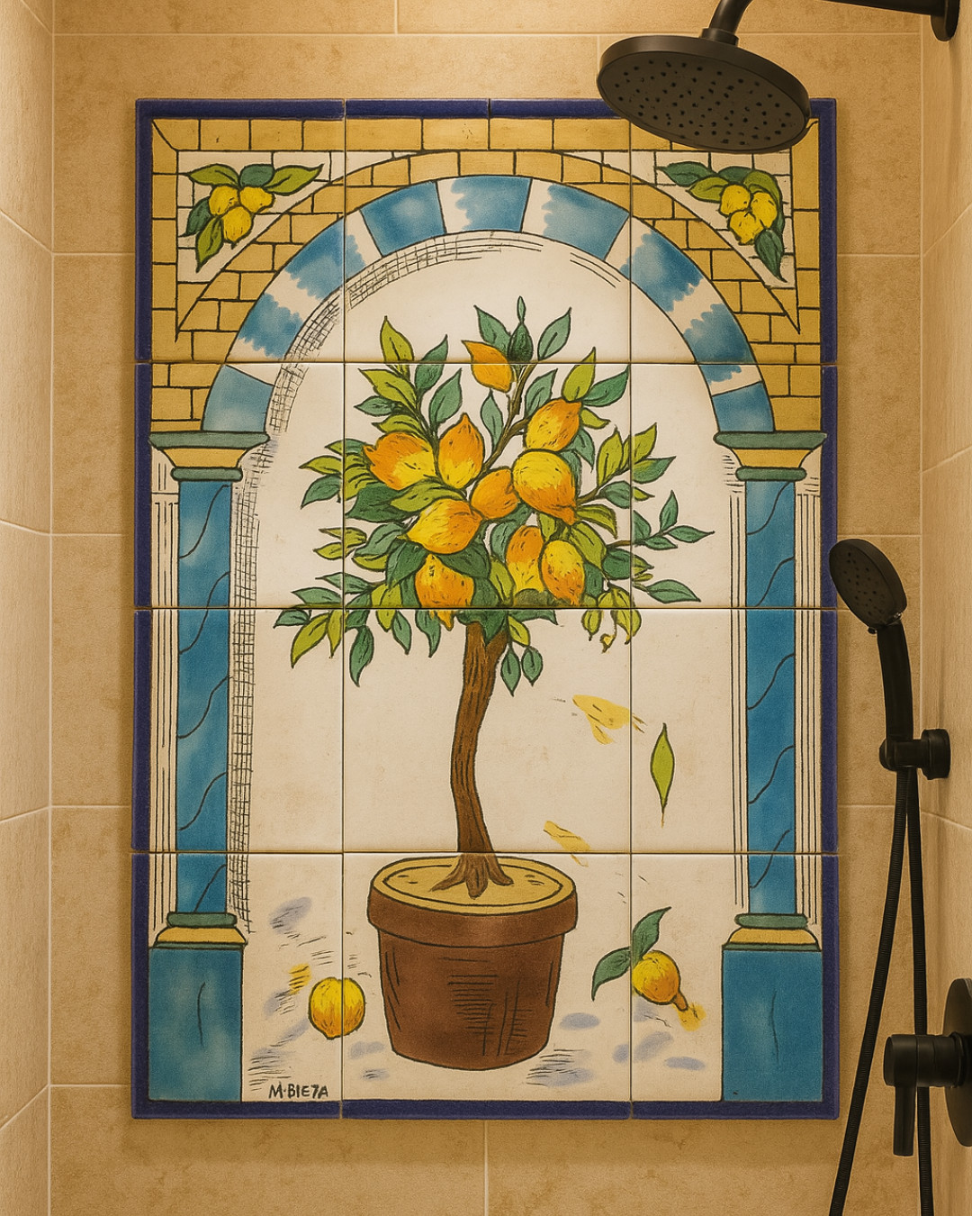 18″ x 24″ Ceramic Tile Mural Backsplash Art Wall Panel Hand Painted Lemon Tree