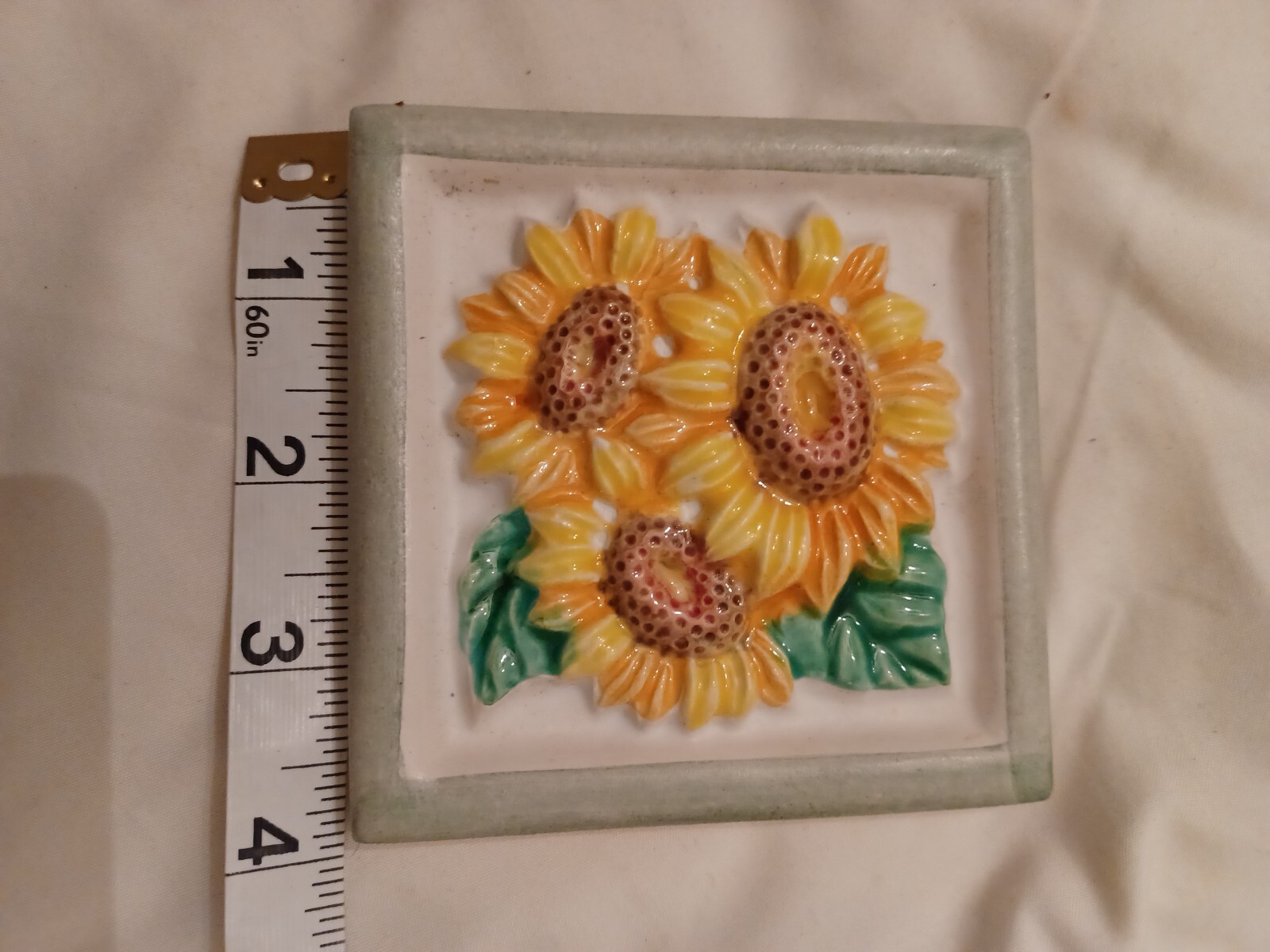 11 pieces – Decorative Ceramic Tile 3 7/8 X 3 7/8 inches – sunflower pattern