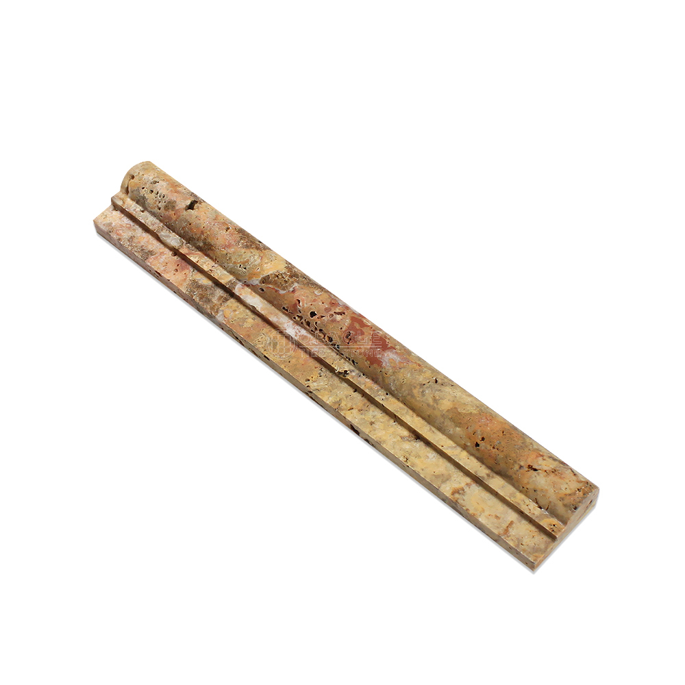 Scabos Travertine OG-1 Chair Rail Trim Molding, Honed