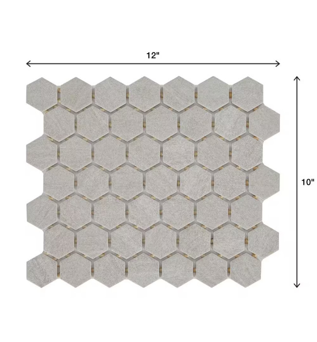 Daltile Nova Falls Gray 10in x 12in Glazed Ceramic Hexagon Mosaic Tile 9.7 sqft