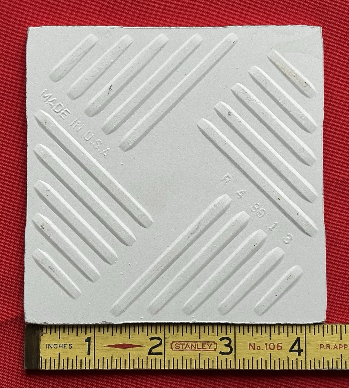 1 pc. Gold Dust: 4-1/4″ Gloss White Speckled Gold Ceramic United States Tile Co.
