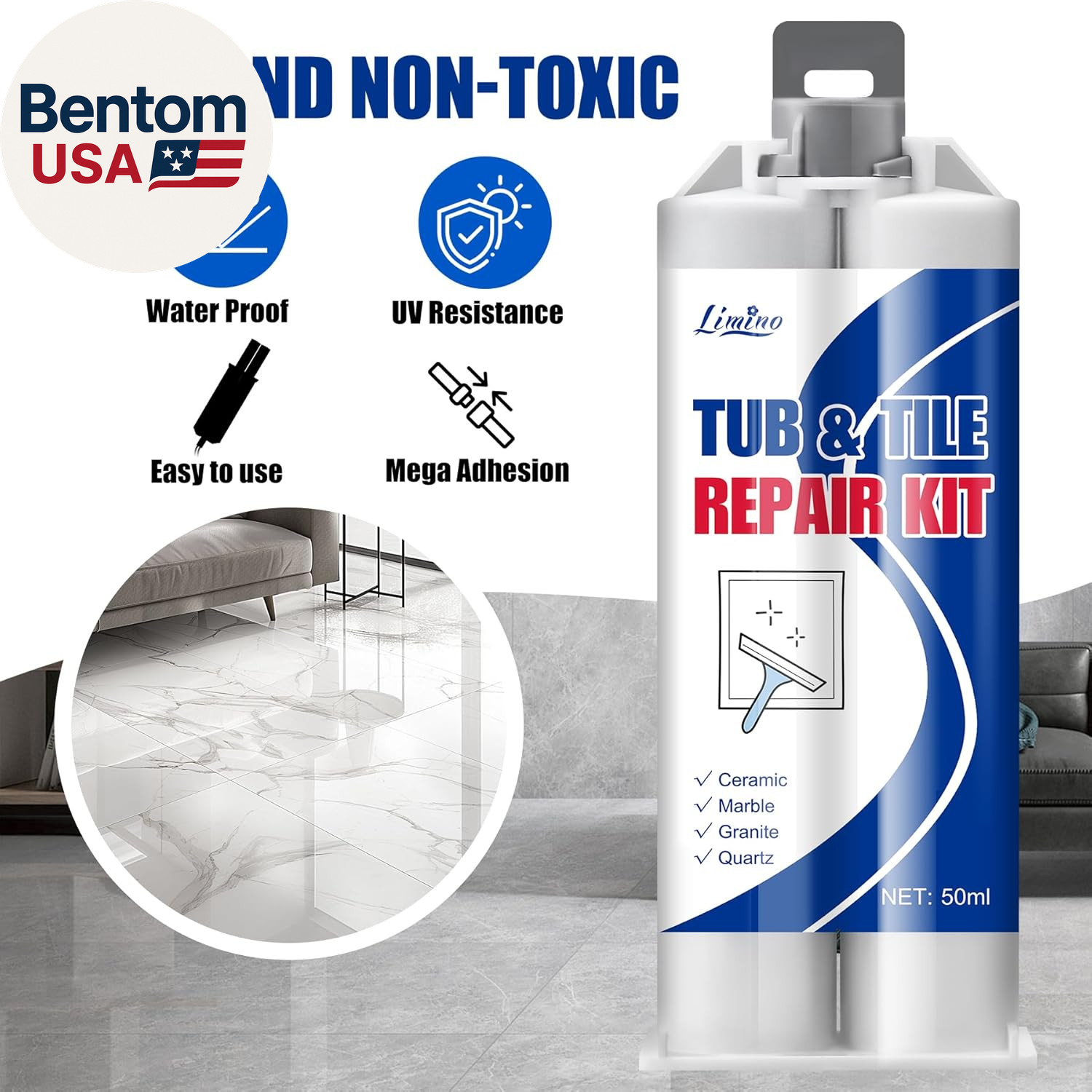 Tile Repair Kit – Porcelain Repair Kit for Repairing Scratches, Chips, Dents, Ho