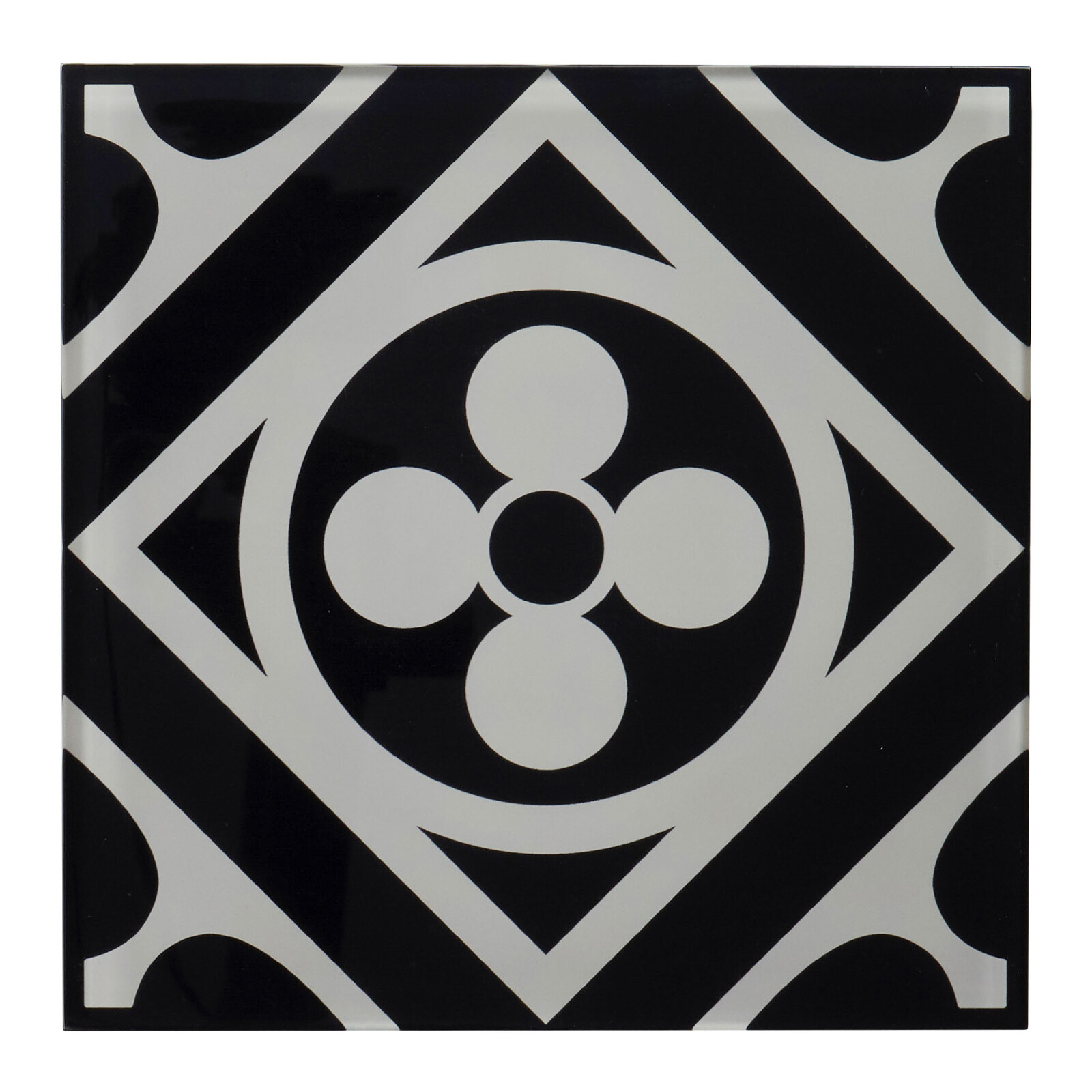8” x 8” Black and White Moroccan Modern Glass Mosaic Tile Kitchen Backsplash