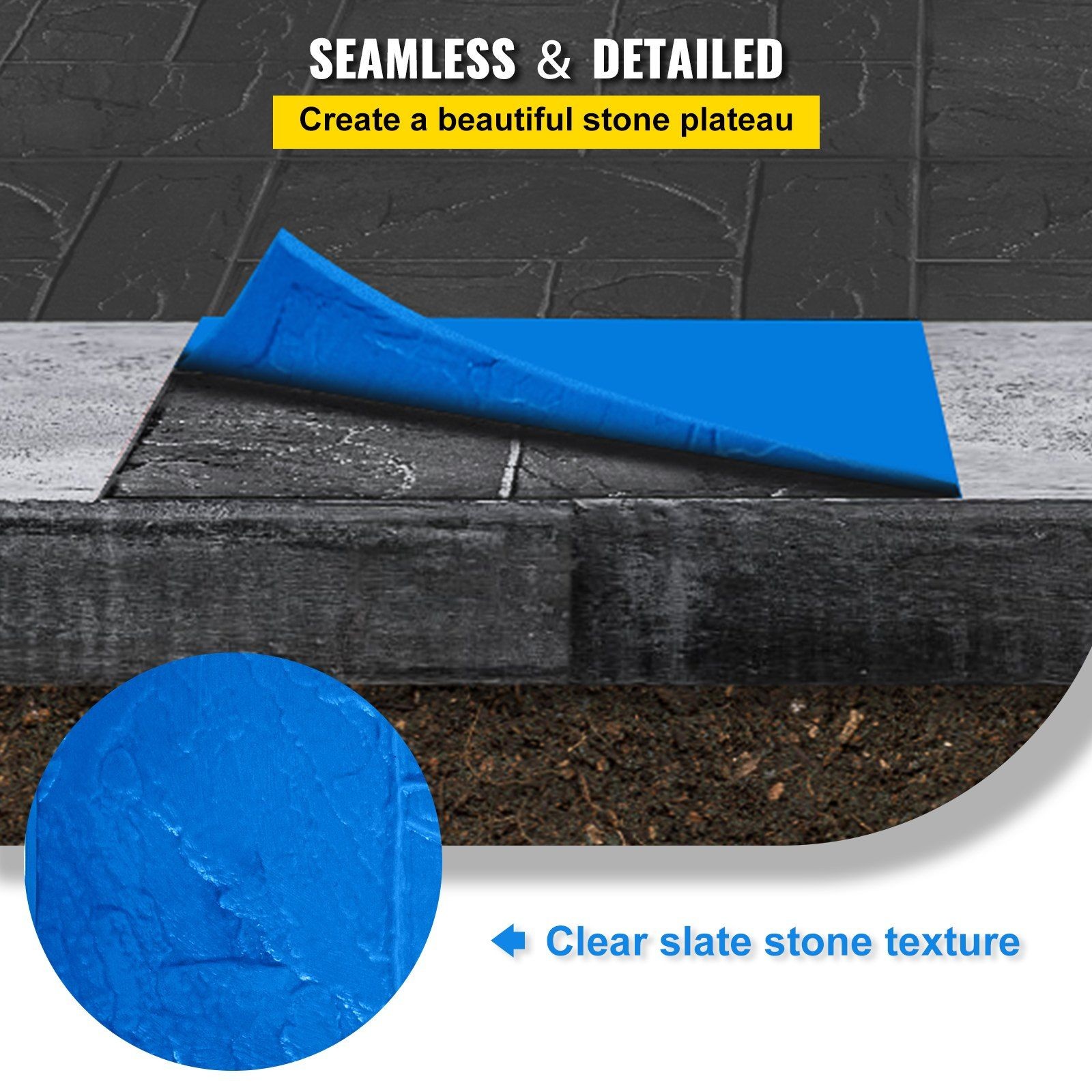 Slate-Style Concrete Stamp Mats: 4PCS 24x24in Polyurethane, 0.5-1in Thickness