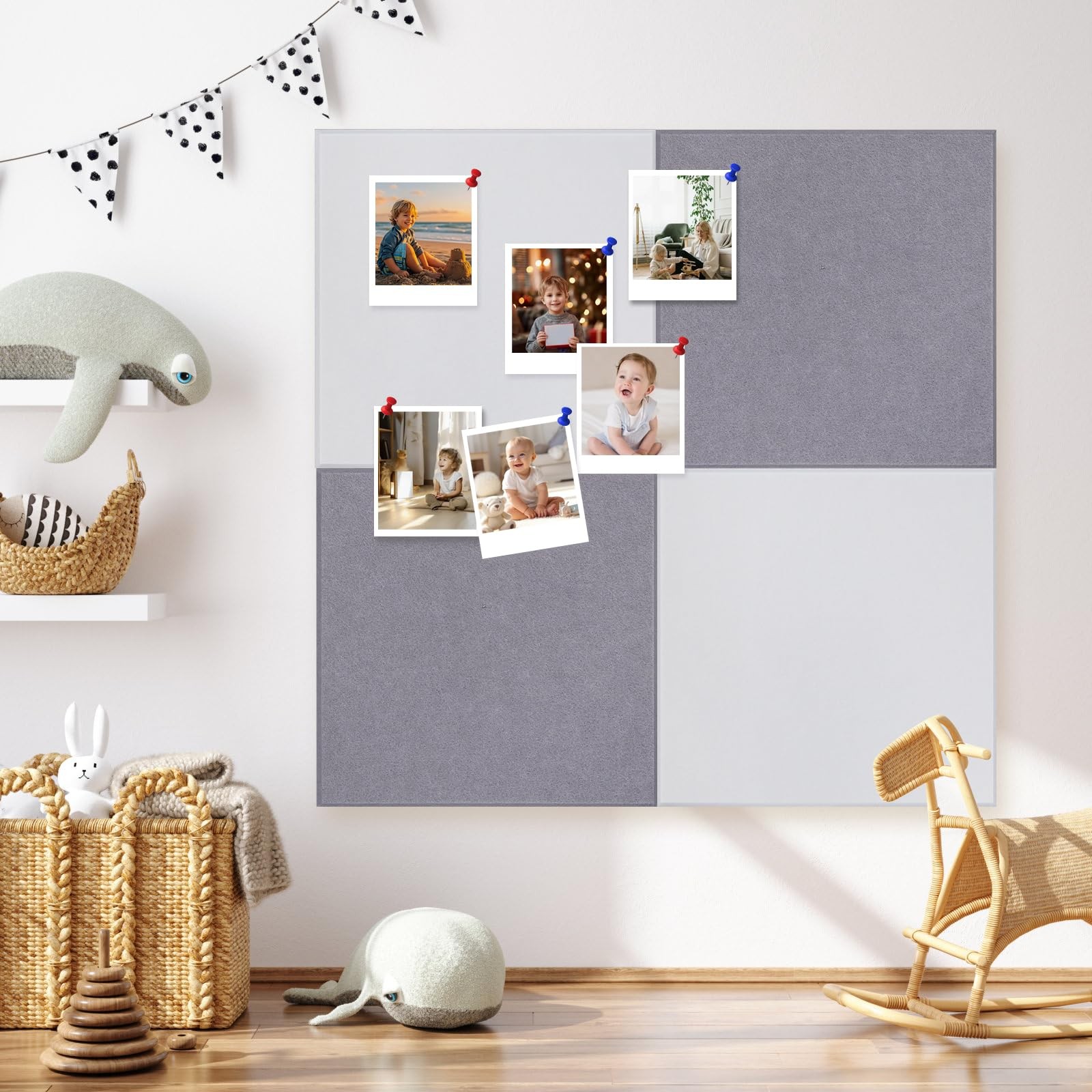 Large Felt Cork Board for Wall 11.8 inches x inches, 6 Pack Black