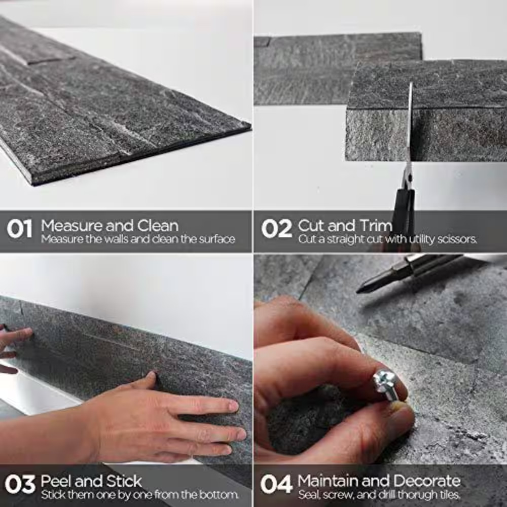 12-Sheets Silver Pearl 24 In. X 6 In. Peel, Stick Self-Adhesive Decorative 3D St