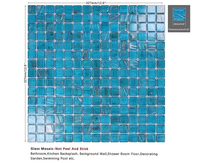 10pack Backsplash 11.5 sq.ft Azure Blue Glass Mosaic Tile for Bathroom, Pool,