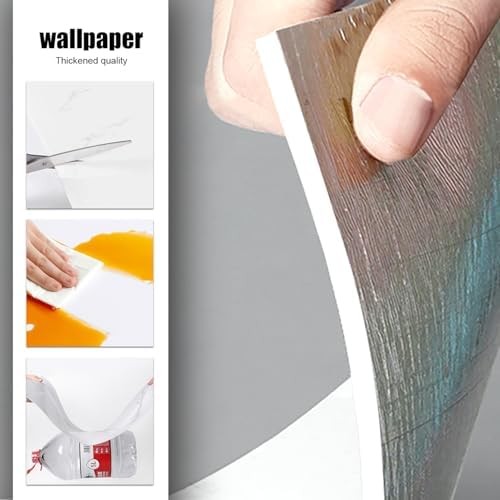 Chejiaye Shower Wall Panels Peel and 11.8″x11.8″x0.08″in-Thin, White Gray