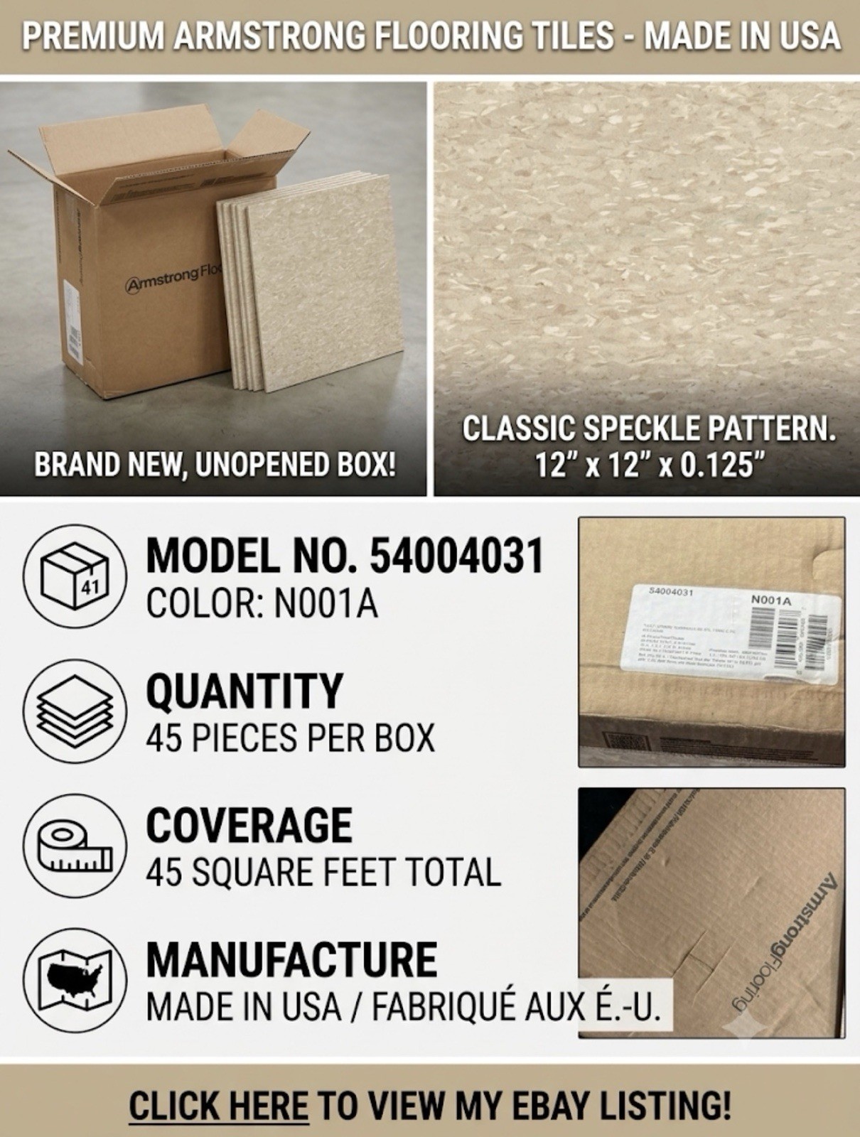 Armstrong Flooring Commercial 45/sqft – All Tile: Will Match Any Price