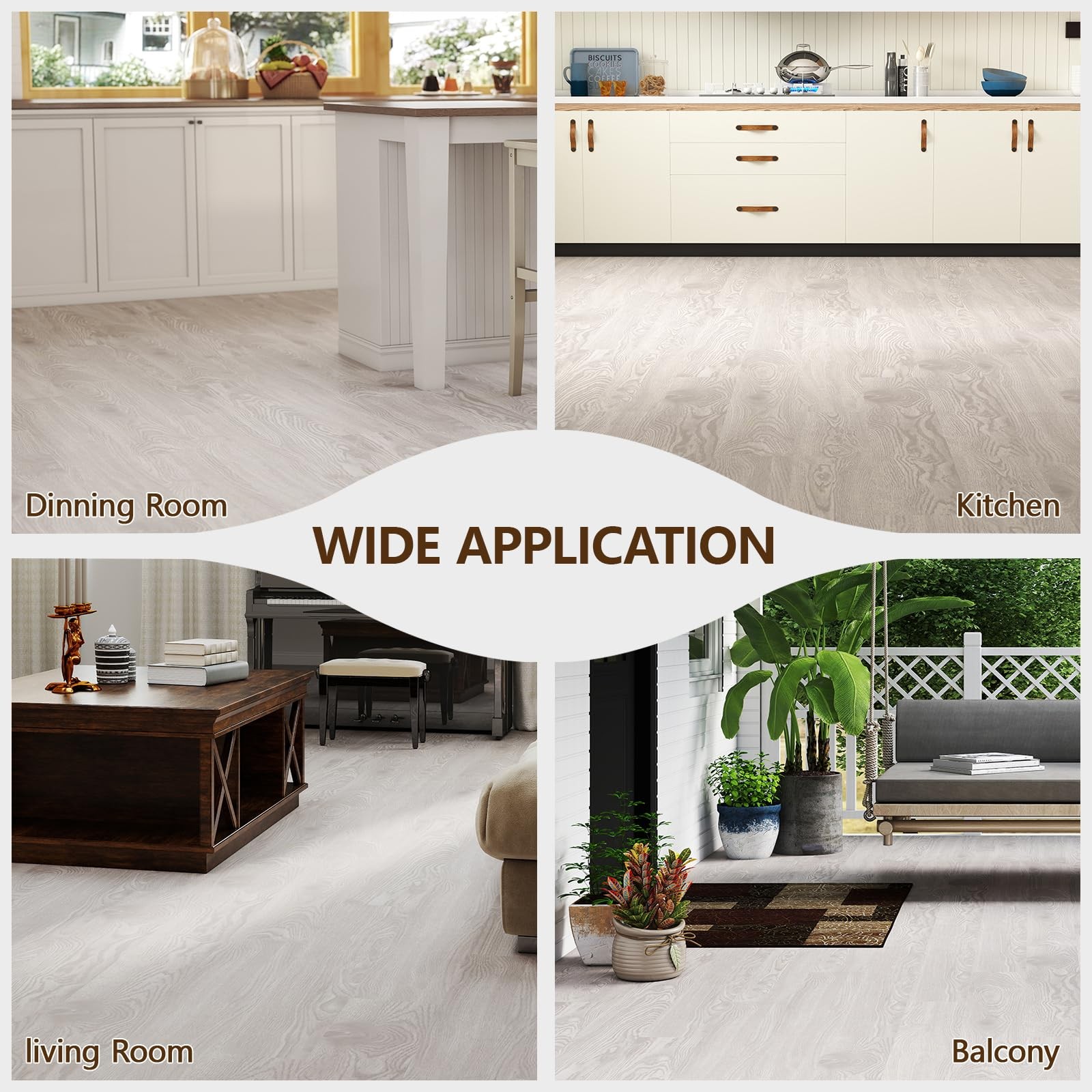 Peel and Stick Floor Tile, 36-Pack 36″x 6″ Gray Wood Grain Sticky Tiles, Wate…